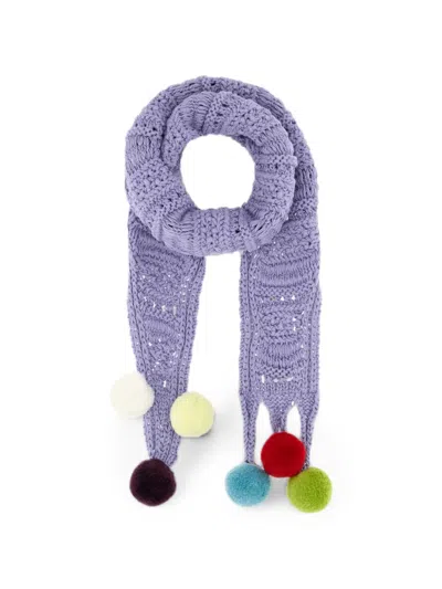 Jw Anderson Cotton Scarf Pompom Detail Knitted Design In Purple