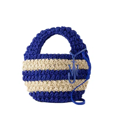 JW ANDERSON J. W. ANDERSON POPCORN BASKET BAG - COTTON - BLUE/WHITE