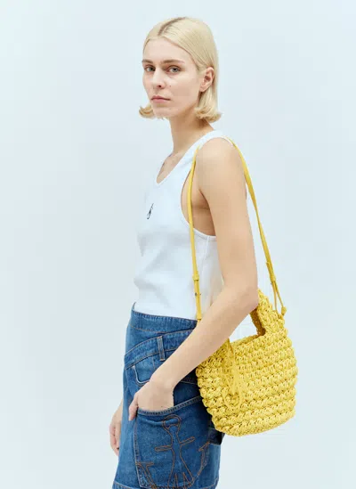 Jw Anderson Popcorn Basket Shoulder Bag In Yellow