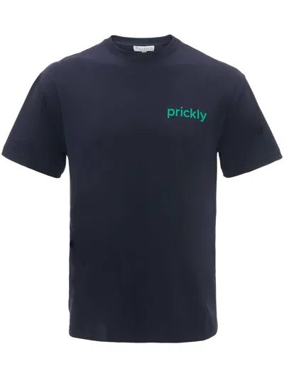 Jw Anderson Prickly Slogan Back Print T-shirt In Blue