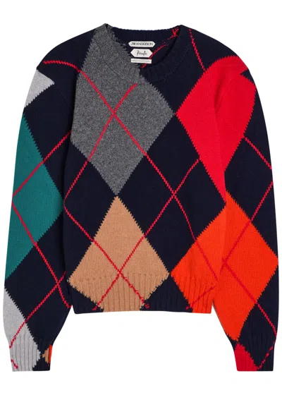 Jw Anderson Pringle Argyle Crew-neck Wool Jumper In Multi