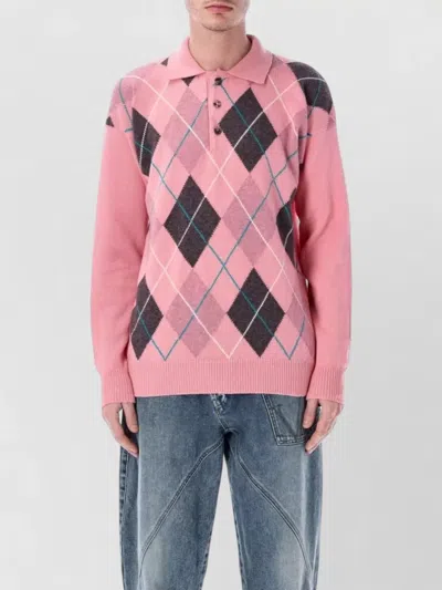 Jw Anderson X Pringle Of Scotland Knitted Polo Shirt In Pink