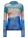 Jw Anderson Print Semi-transparent Top Tops In Multicolor