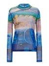 Jw Anderson Print Semi-transparent Top Tops In Multicolour