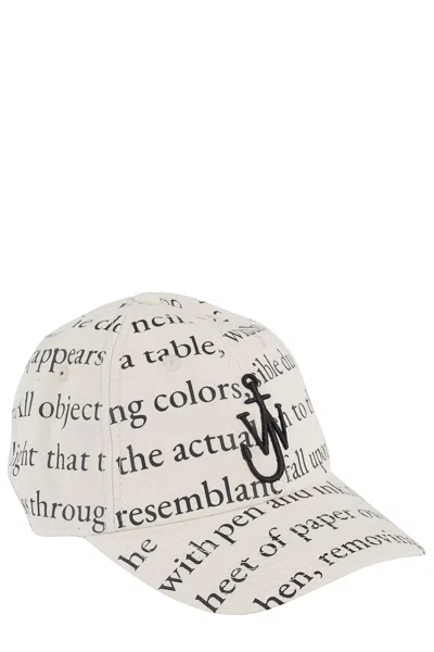 Jw Anderson Printed Cotton Baseball Cap In Ivory