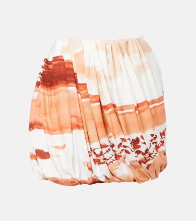 Jw Anderson Printed Draped Miniskirt In Orange