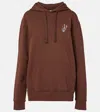 Jw Anderson Printed Embroidered Cotton Jersey Hoodie In Brown