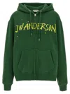 Jw Anderson Hoodie Print Hood Kangaroo Pocket Ribbed Cuffs In Green