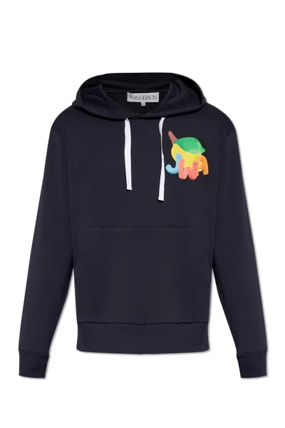 Jw Anderson Printed Hoodie In Blue