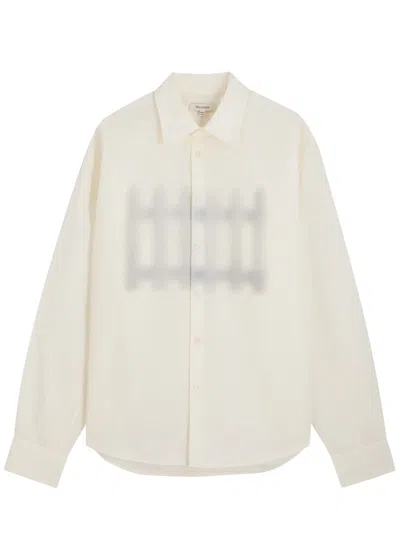 Jw Anderson Printed Linen-blend Shirt In White