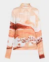 Jw Anderson Printed Long-sleeve Polo In Orange