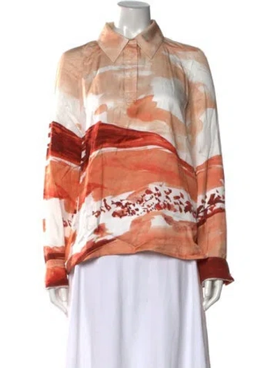 Pre-owned Jw Anderson Printed Long Sleeve Polo In Orange
