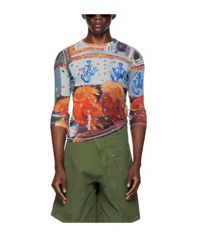 Jw Anderson Printed Long-sleeved T-shirt In Multicolor