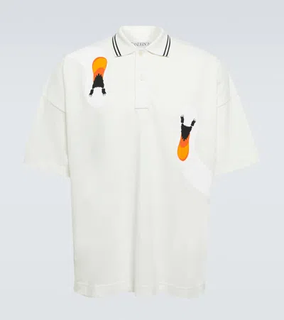 Jw Anderson Printed Polo Cotton Shirt In Natural