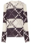 Jw Anderson Printed Semi-sheer Mesh Top In Navy