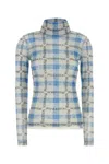 Jw Anderson J. W. Anderson Fitted Turtleneck With All-over Logo Print In Blu
