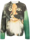 Jw Anderson Multicolor Cat Print Sweater In 绿色