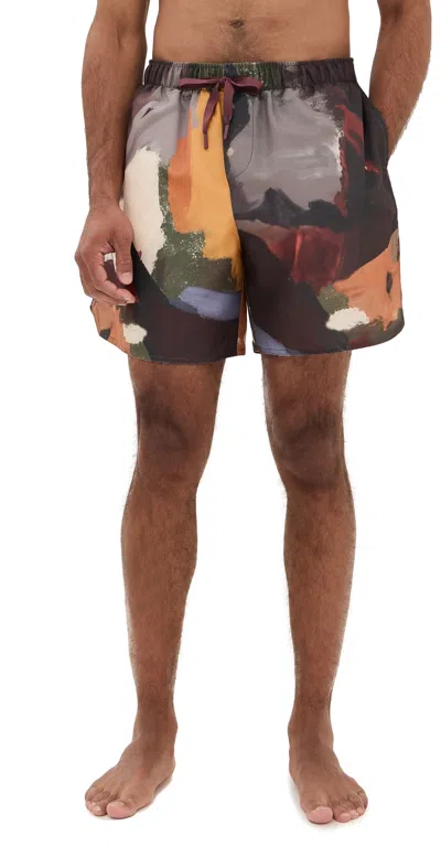 Jw Anderson Printed Swim Shorts 6 Olive