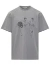 Jw Anderson Mens Mid Grey Melange Cafe Scene Crewneck Cotton-jersey T-shirt In Gray