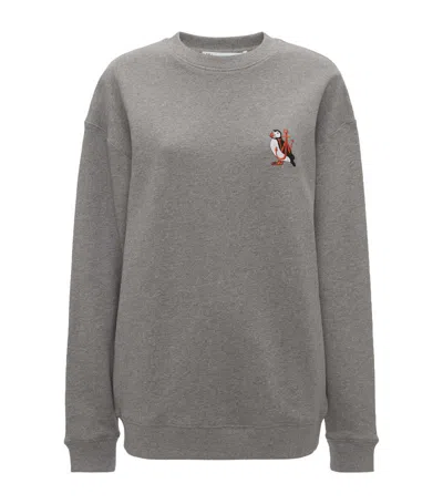 Jw Anderson Sweatshirt With Puffin Embroidery In Grey