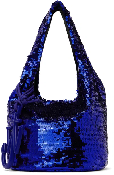 Jw Anderson Purple Mini Sequin Shopper Bag In 738 Dark Blue