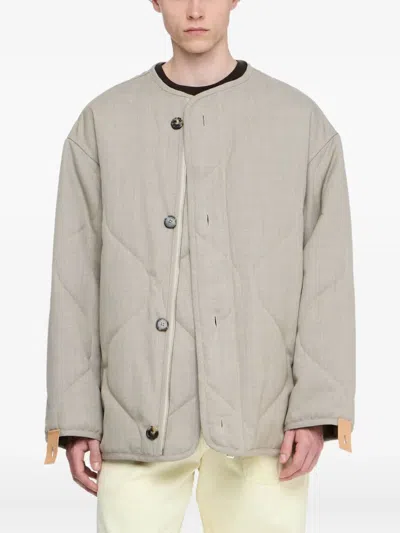 Jw Anderson Quilted Button Coat In Gray