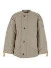 Jw Anderson Beige Crewneck Jacket With Quilted Design On The Front And Logo Embroidery On The Rear In Fabric Man In Gray