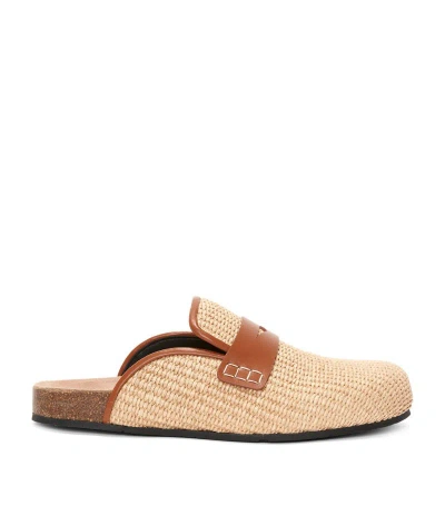 Jw Anderson Raffia Loafer Mules In 19592-101-natural
