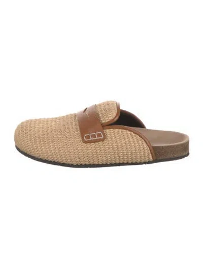 Pre-owned Jw Anderson Raffia Mules In Neutral