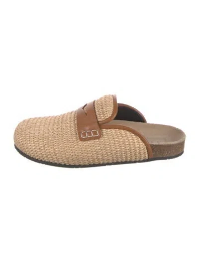 Pre-owned Jw Anderson Raffia Mules In Neutral