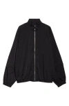 Jw Anderson Black Jacket With Mock Neck And Raglan Sleeves In Tech Fabric Man In Black
