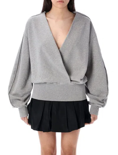 Jw Anderson Randed Wrap Sweatshirt In Grey