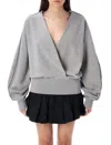 Jw Anderson Grey Wrap-front Sweatshirt In Grey