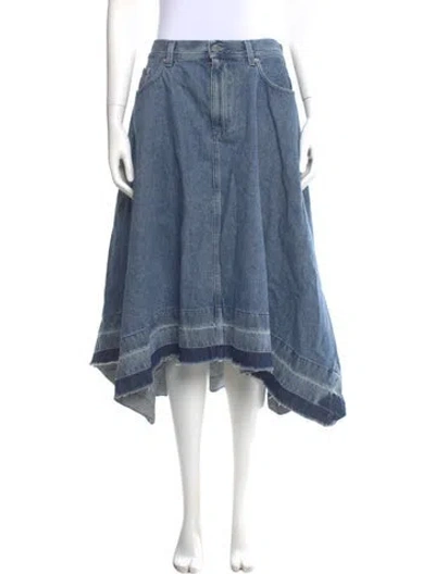 Pre-owned Jw Anderson Raw-edge Trim Midi Length Skirt In Blue