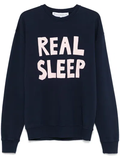 Jw Anderson Sweatshirt Mit Real Sleep-print In Blue