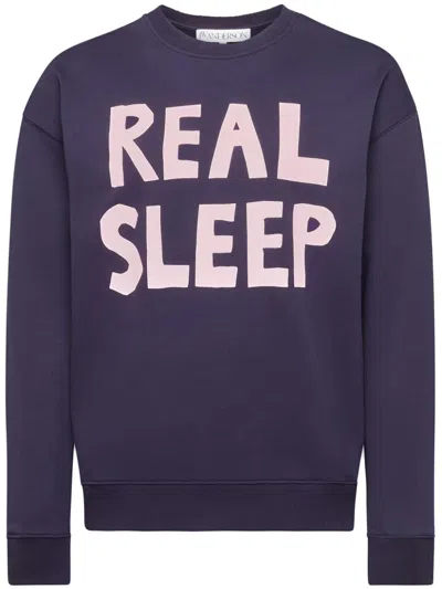 Jw Anderson Blue Cotton Sweatshirt In Dark Navy