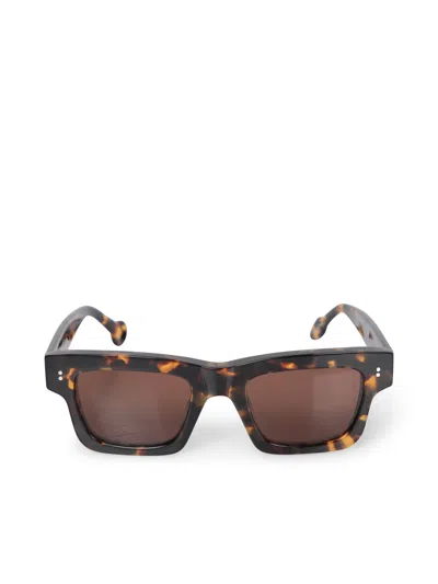 Jw Anderson Ssense Exclusive Tortoiseshell Rectangle Sunglasses In Dark Brown