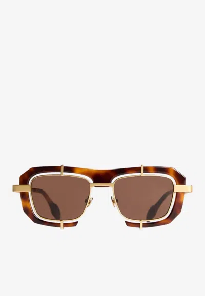 Jw Anderson Rectangular Sunglasses With Metal-frame In Brown