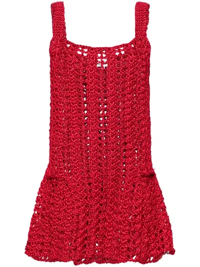 Jw Anderson Red Crochet Mini Dress