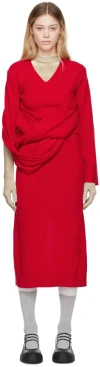 Jw Anderson Draped Asymmetric Wool-blend Dress In 417 Bright Red