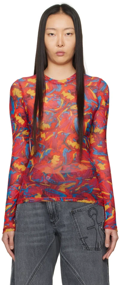 Jw Anderson Graphic-print Round-neck T-shirt In Red