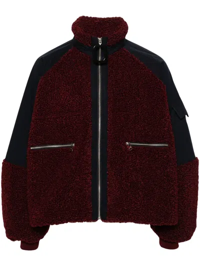 Jw Anderson Red Shearling Zip-up Jacket
