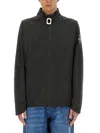 Jw Anderson J. W. Anderson High Neck Jacket With Distinctive Logo Print In Black