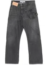 Jw Anderson J. W. Anderson Relaxed Fit Grey Jeans With Diagonal Stitching And Embroidered Logo In Black
