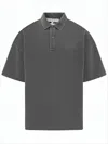 Jw Anderson Relaxed Fit Short Sleeve Polo Shirt With Textured Finish In Gray