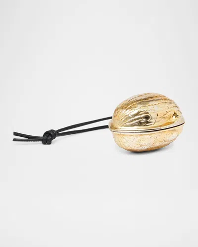 Jw Anderson Resin Walnut Key Ring In Gold