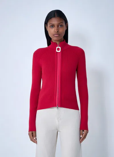Jw Anderson Rib Cardigan In Red