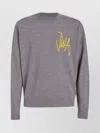 Jw Anderson Ribbed Crewneck Wool Sweater In Grey
