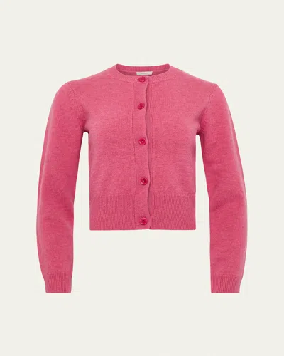 Jw Anderson Ribbed Merino Wool Cardigan In Pink