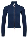 Jw Anderson J. W. Anderson Ribbed Steel Blue Sweater With High Neck In Blue
